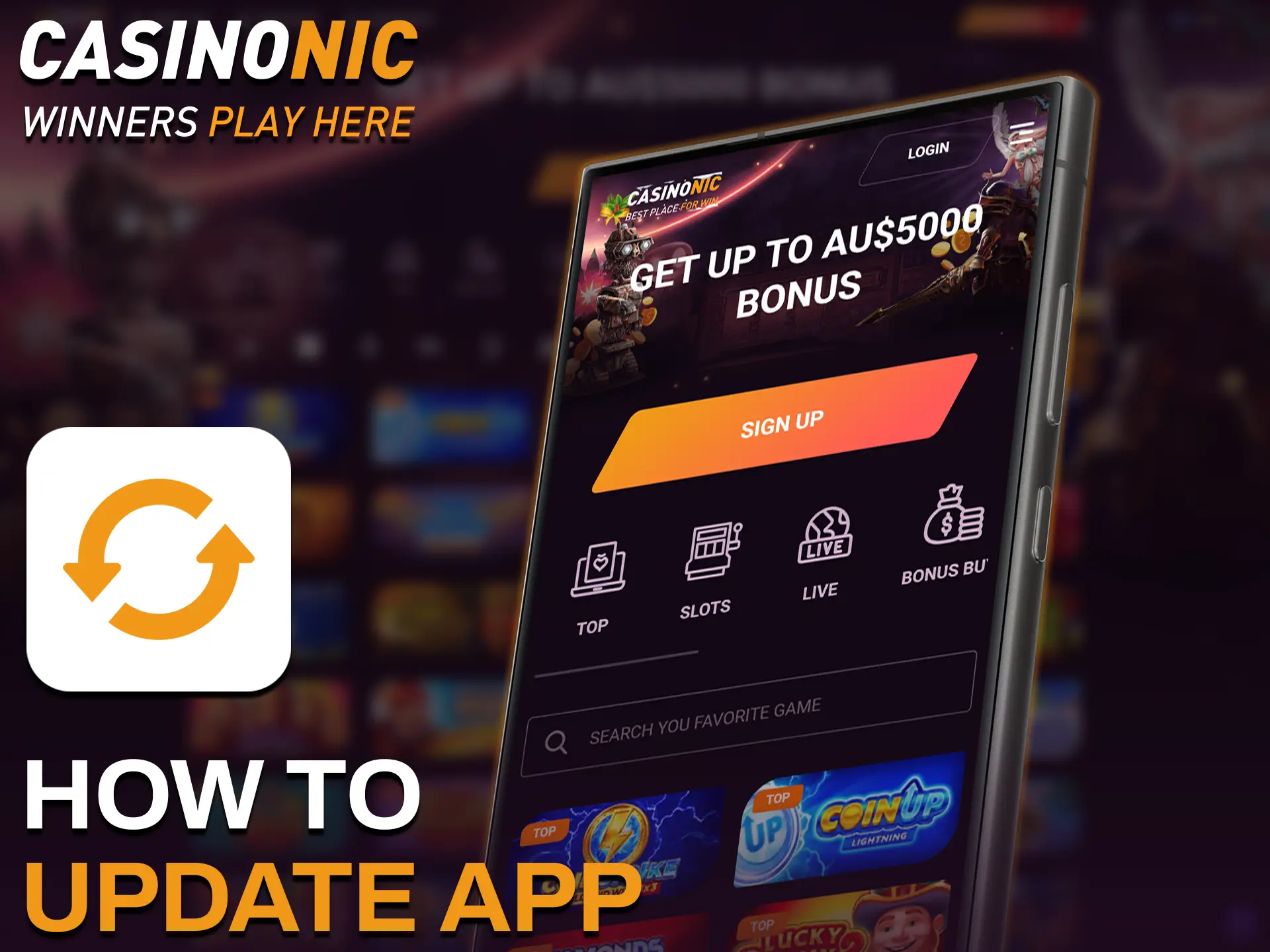 Update the Casinonic Android app to access all features and for security purposes.