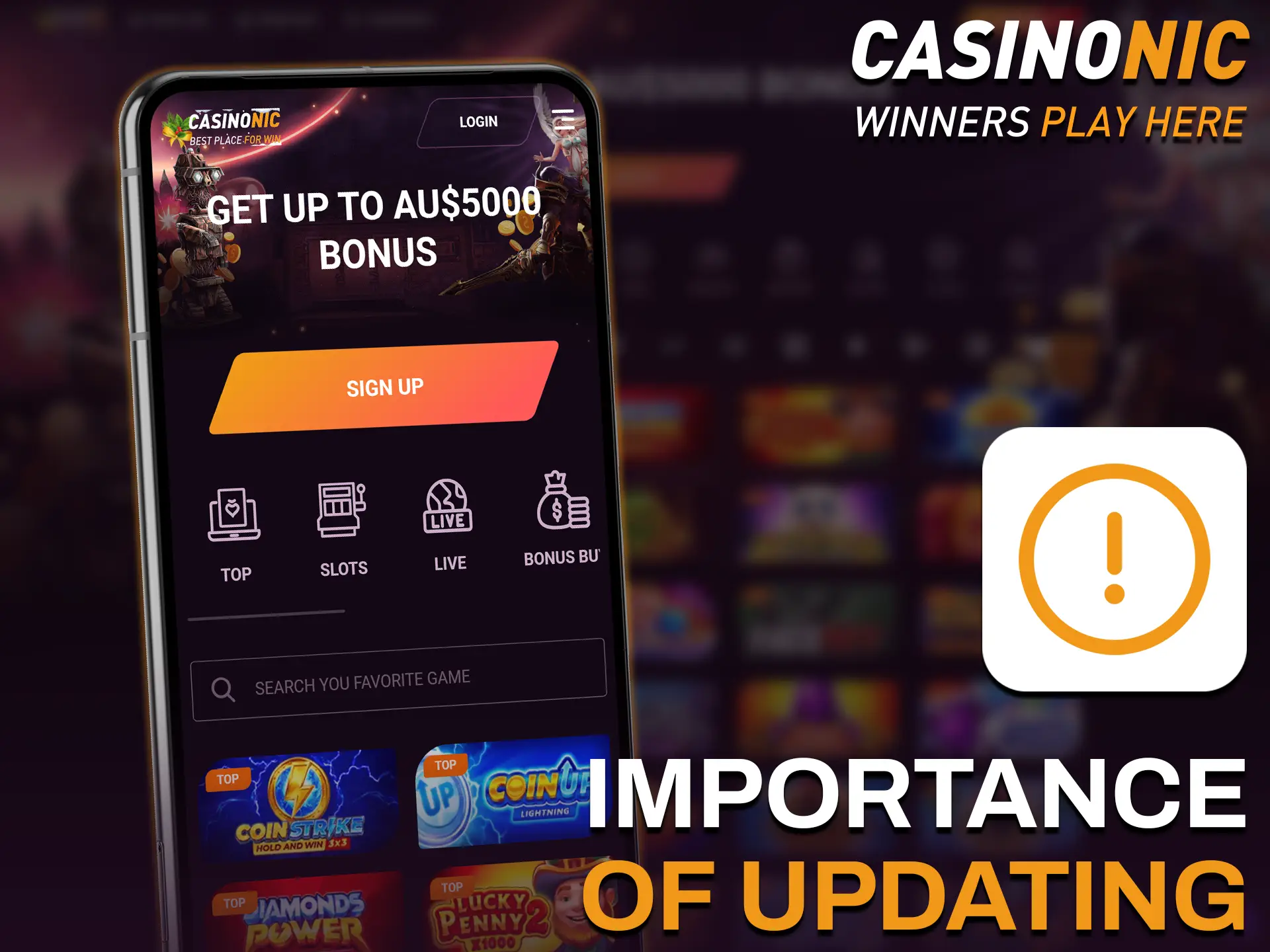 Updates to the Casinonic app for Android ensure better security, speed and reliability.
