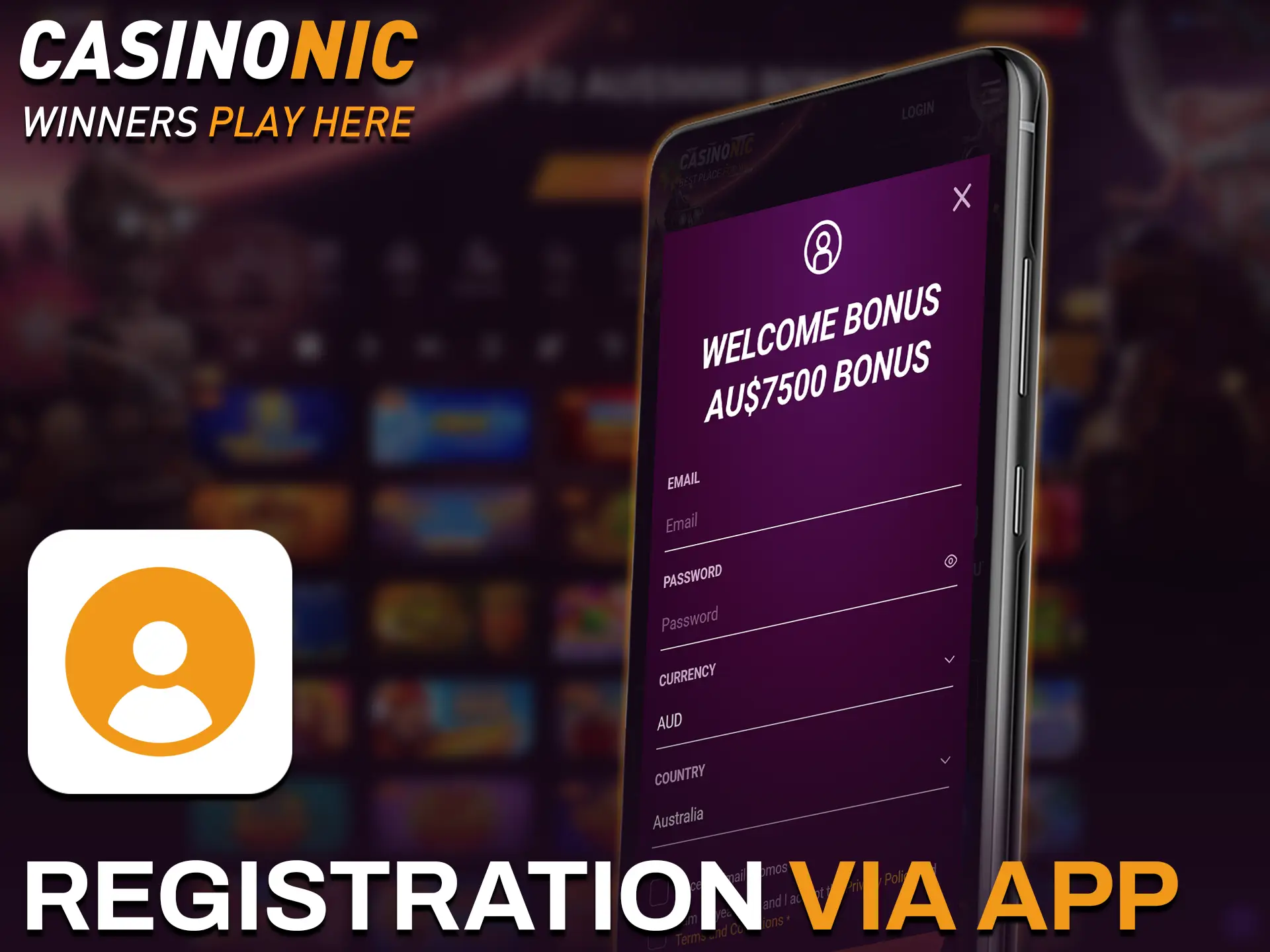 Learn how to register in the Casinonic app for Android.