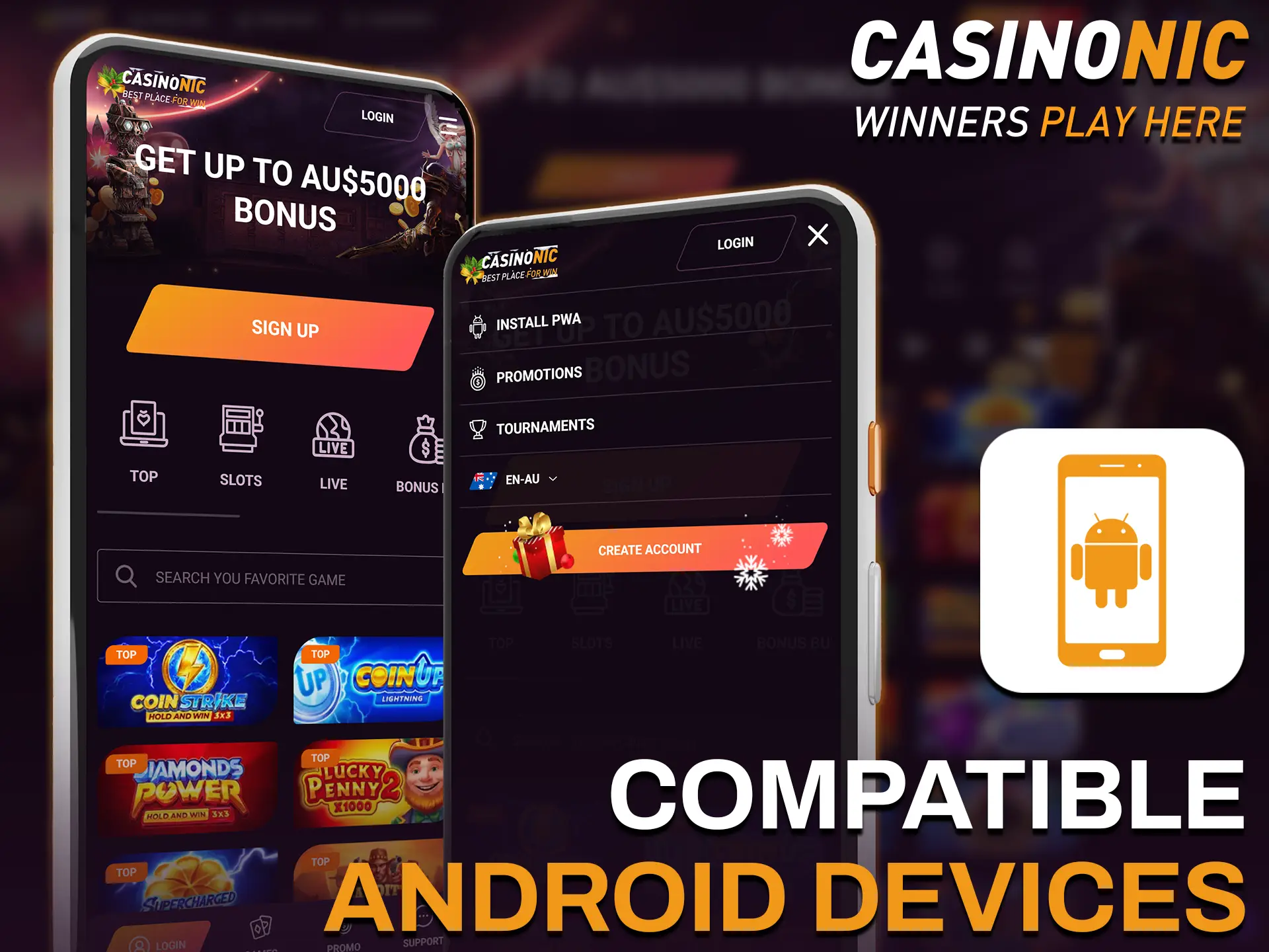 Find out which Android devices the Casinonic app is compatible with.