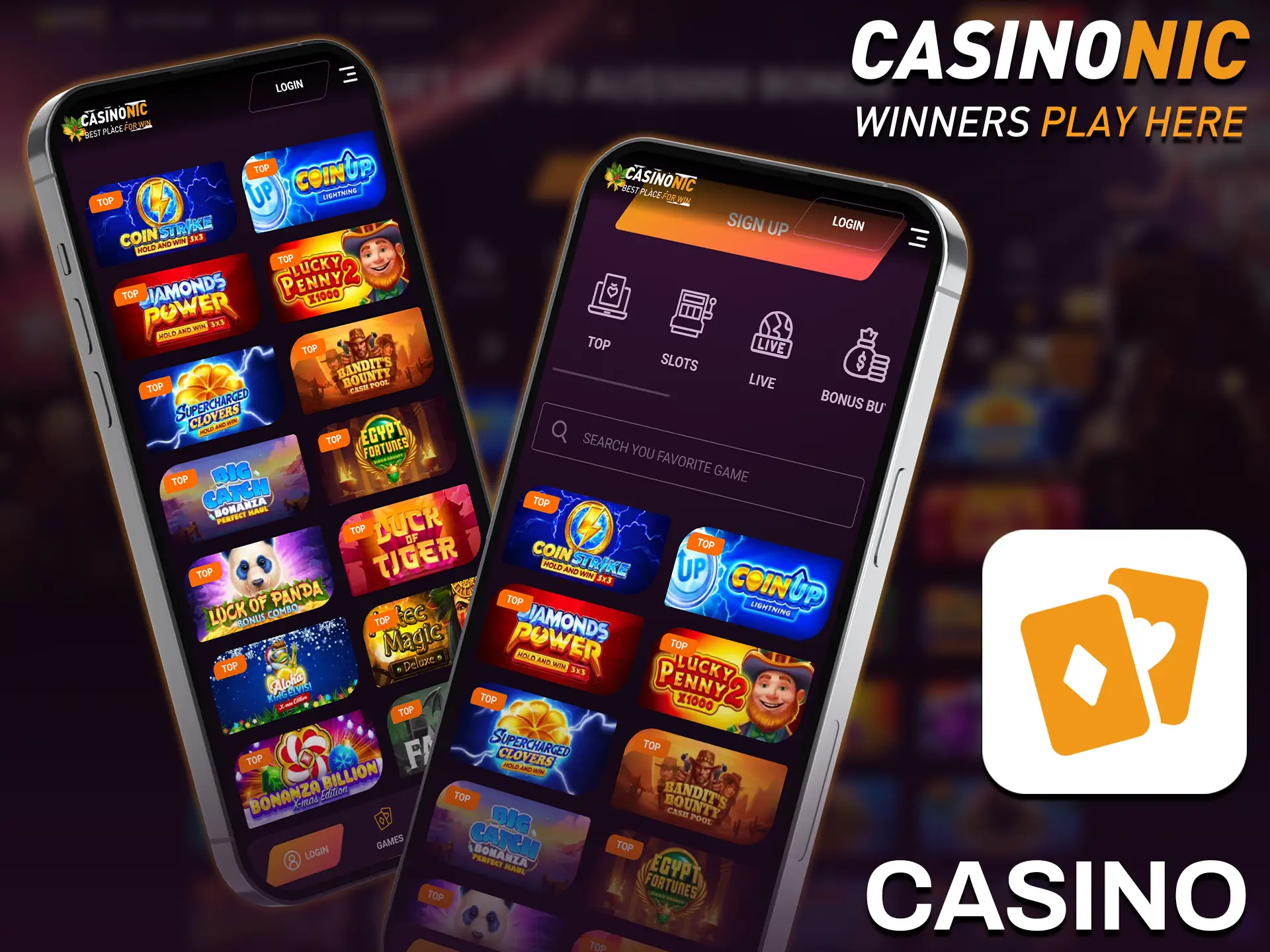 Enjoy a wide range of games at Casinonic casino.