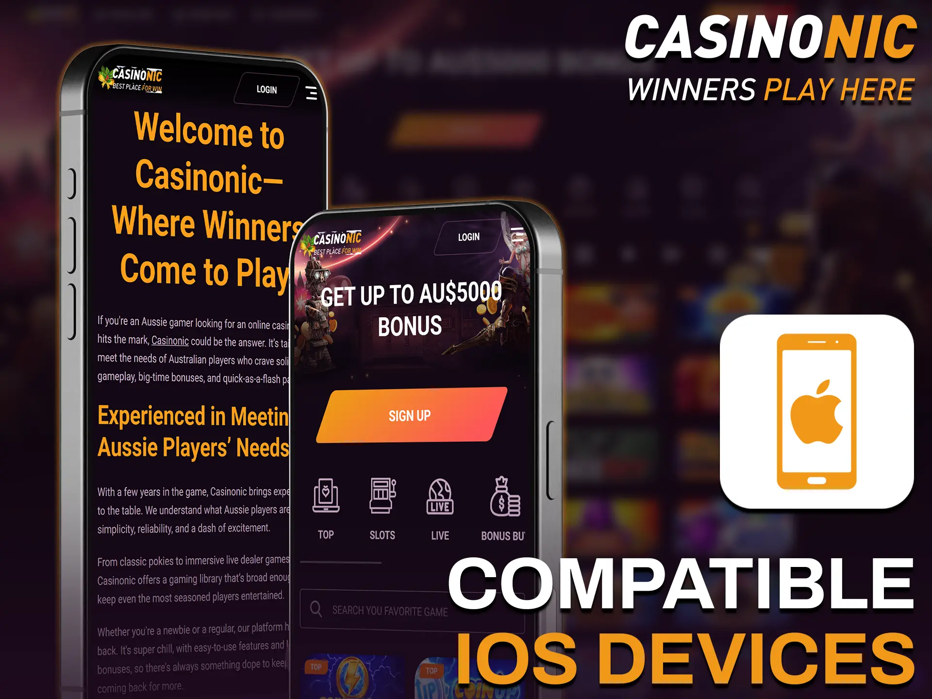 Recent iPhones and iPads provide a smooth and high-performance Casinonic experience.