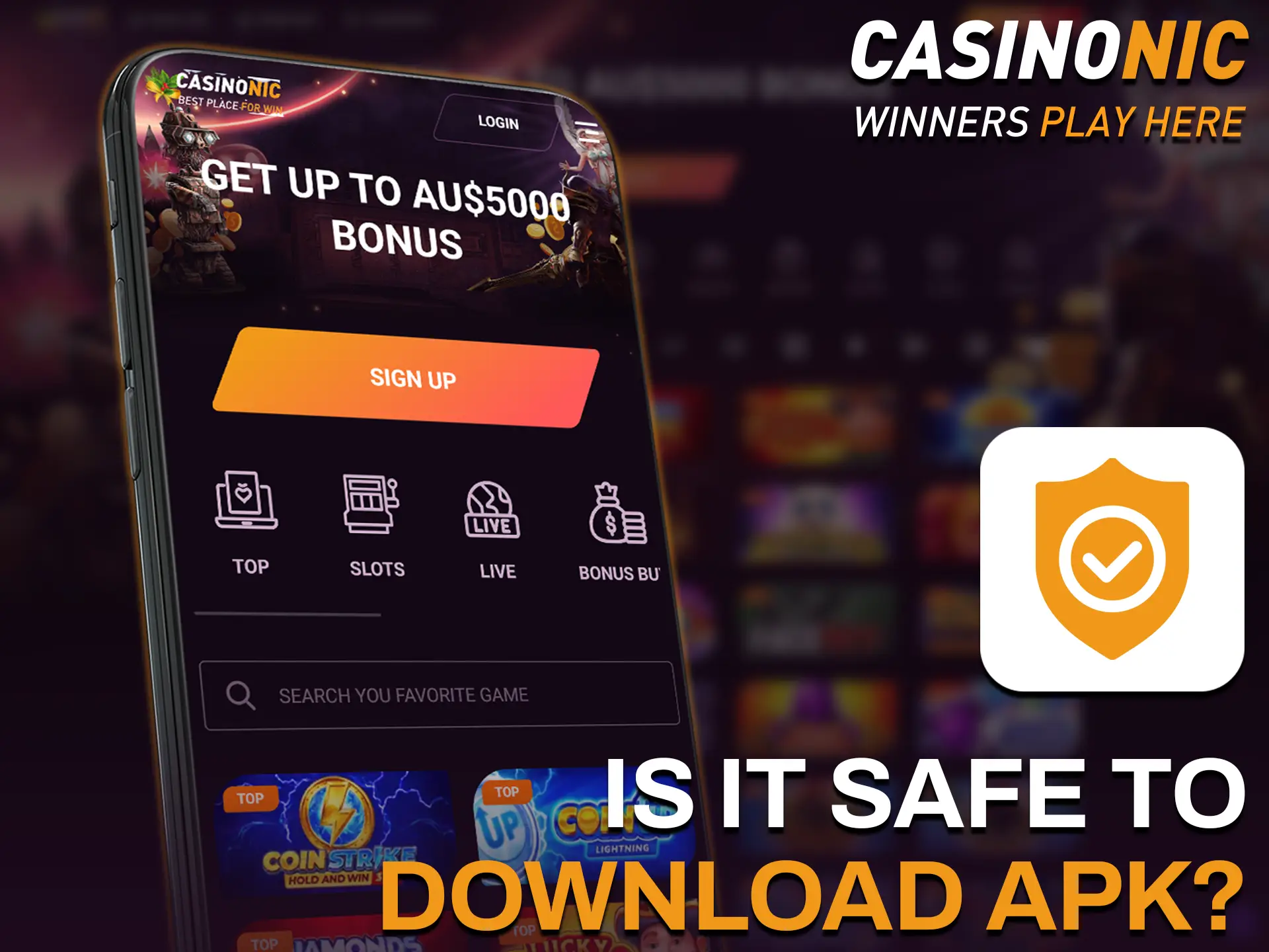 Casinonic app uses SSL encryption and official licensing to ensure secure mobile gaming.