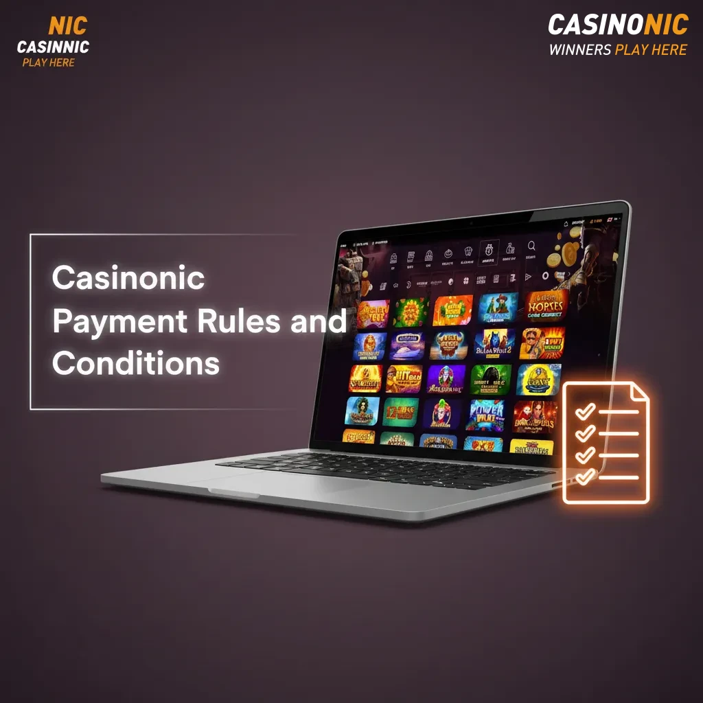 Casinonic Payment Rules in Australia: ID check, withdraw to deposit method, name match, meet bonus wagering, limits/reviews.