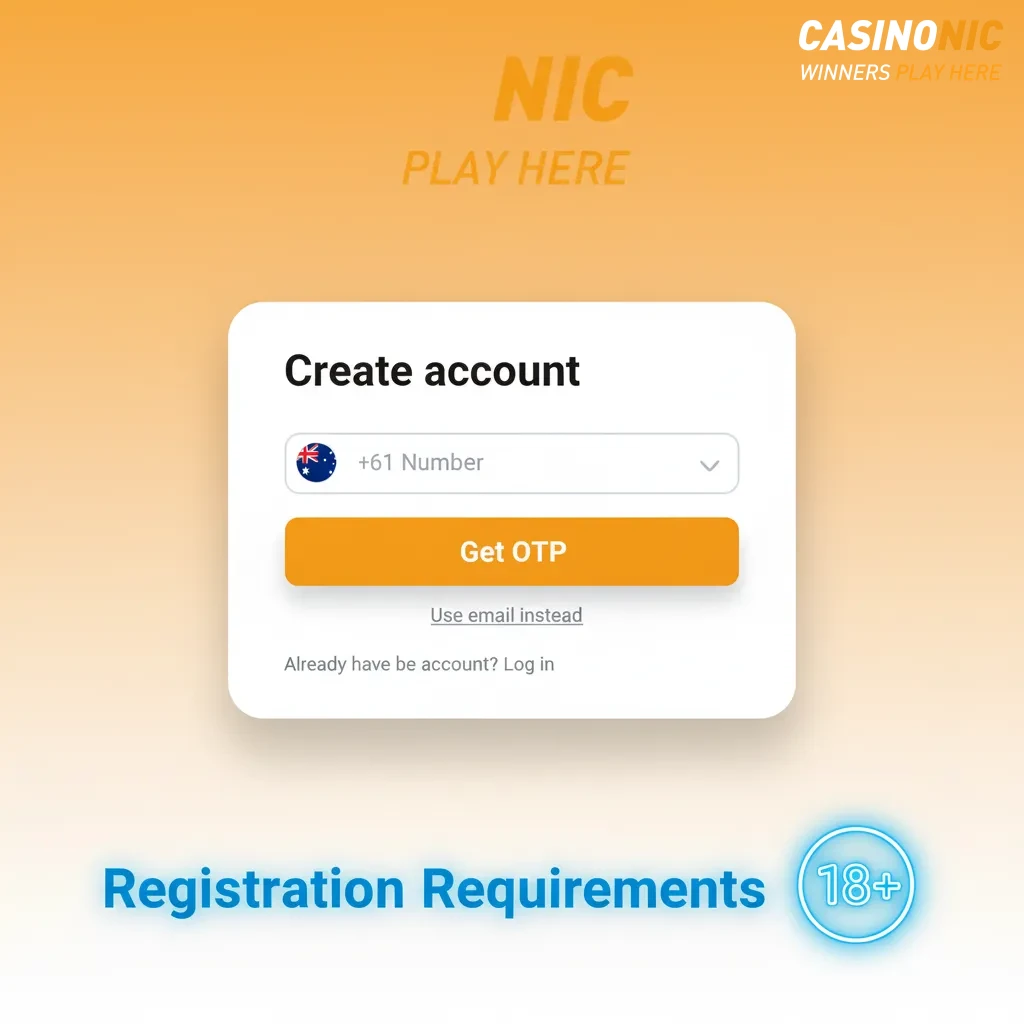 Australia 18+ KYC, no restricted locations: match ID details, one account, photo ID, address proof, own payment method.