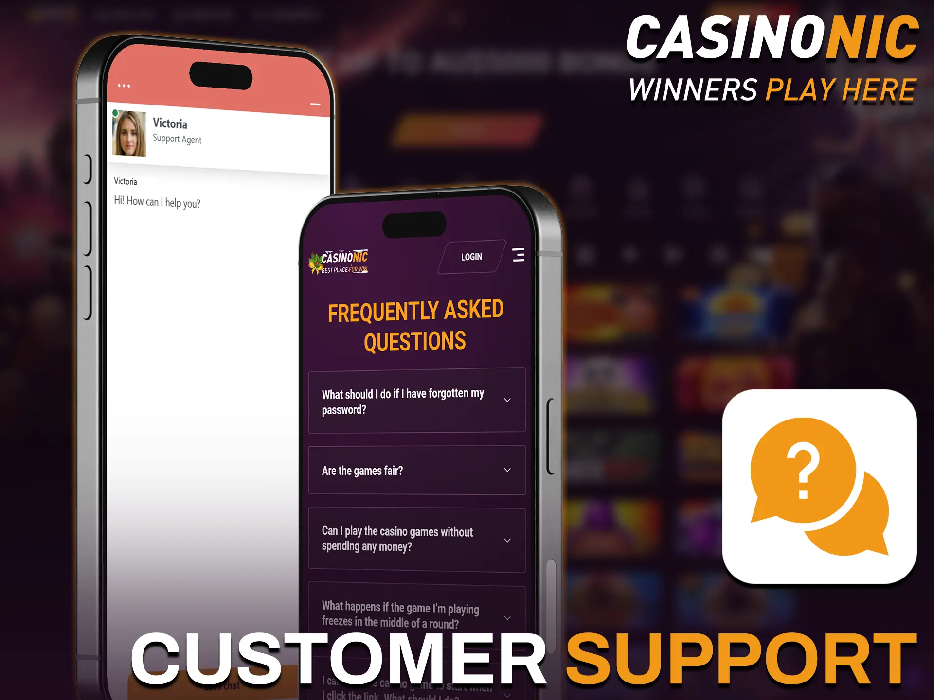 Contact Casinonic support in the iOS app via live chat or email.