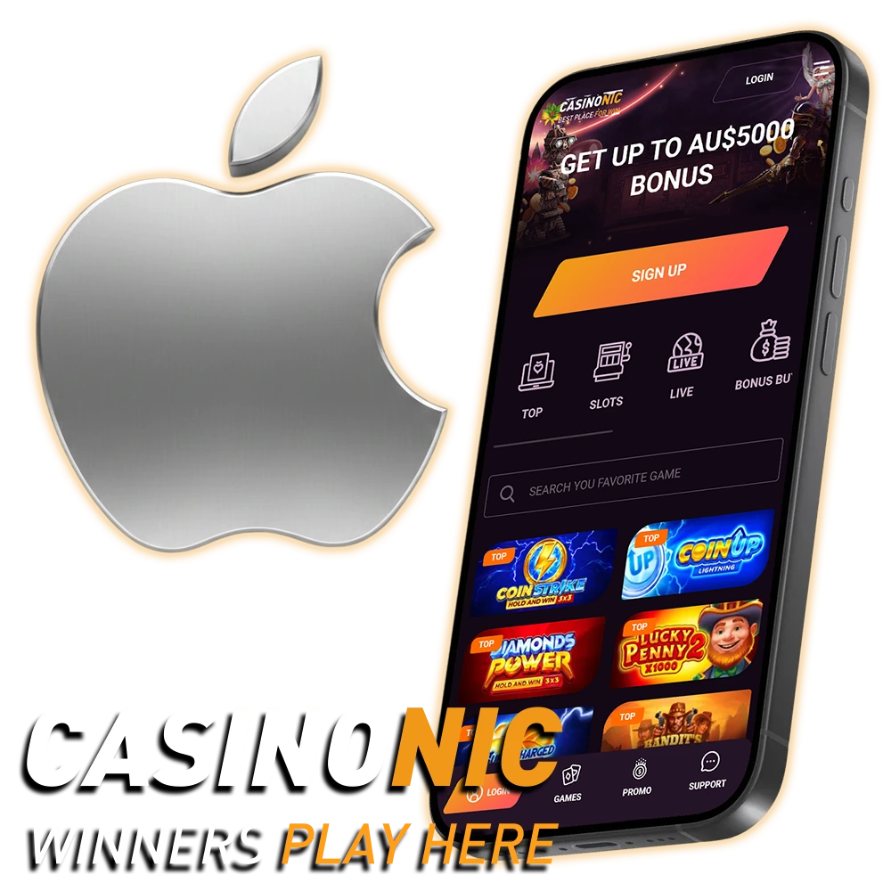 Place bets with a generous welcome bonus in the Casinonic mobile app for iOS.