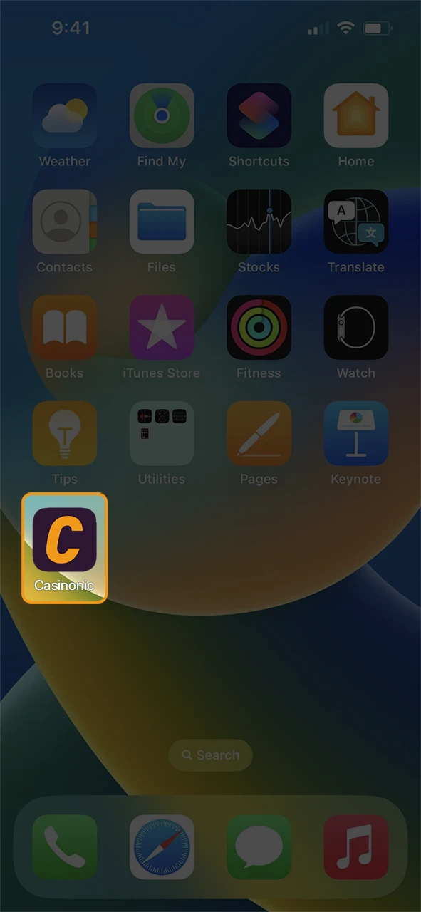 Find the Casinonic app for iOS on your home screen.