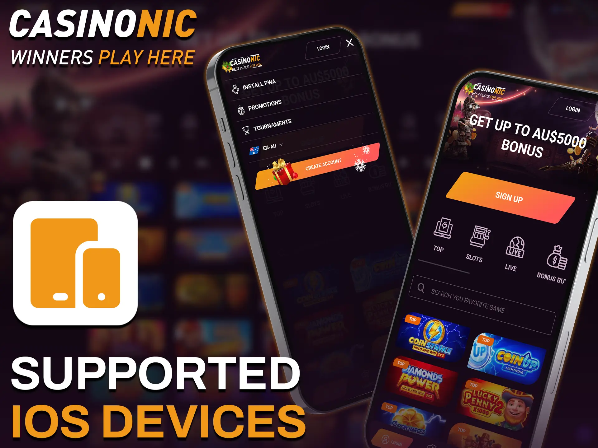 Find out if your iOS device supports the Casinonic app.