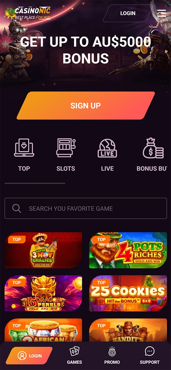 Install the Casinonic app.