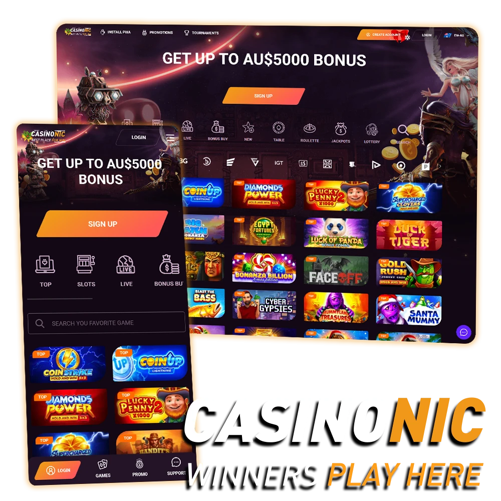 Casinonic offers secure betting and a variety of games and bonuses.