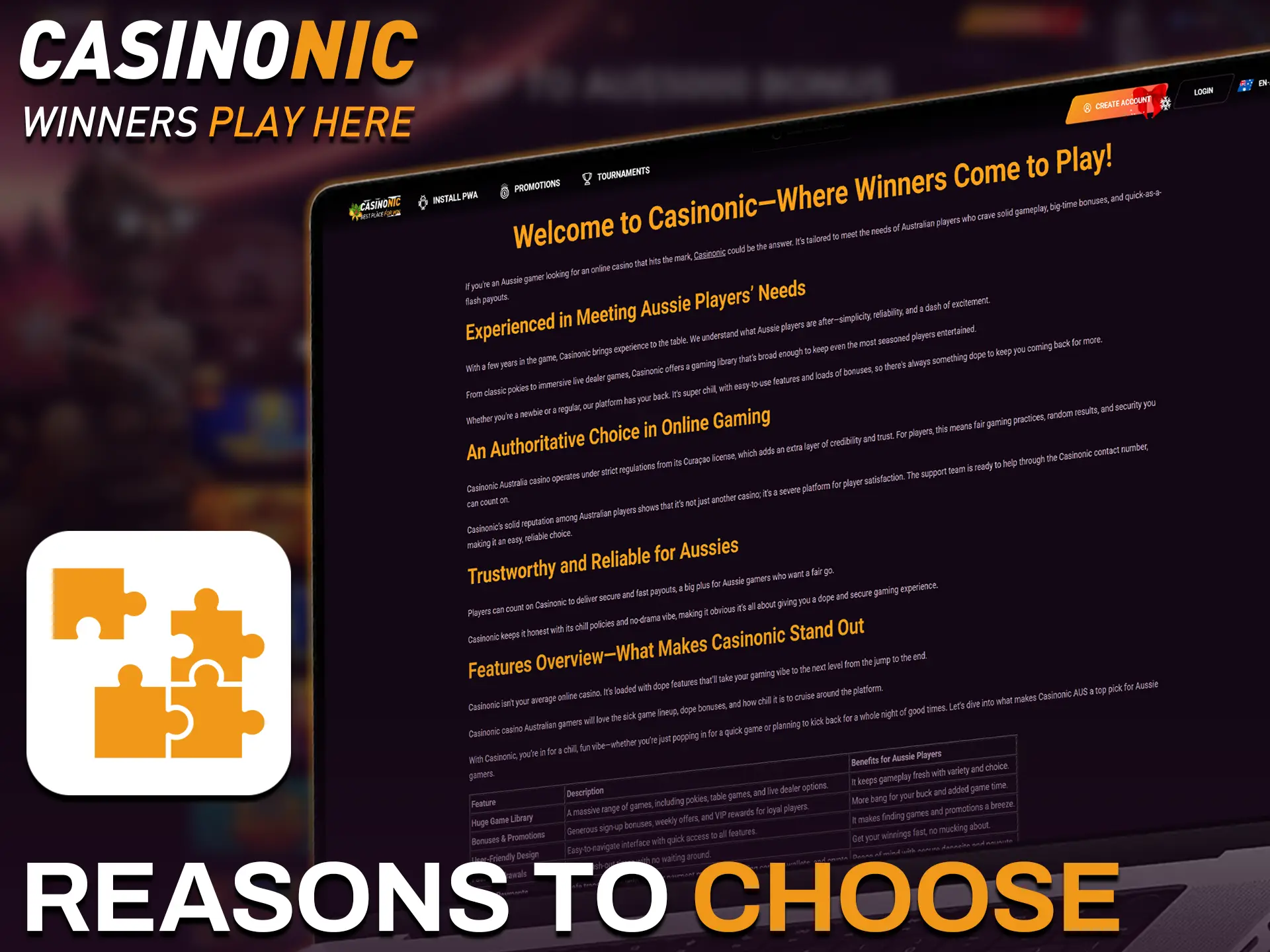 Find out about the key benefits of Casinonic.