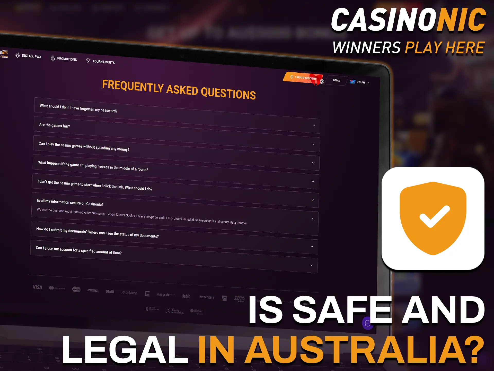 The licensed Casinonic platform protects your data using modern encryption and complying with responsible gaming standards.
