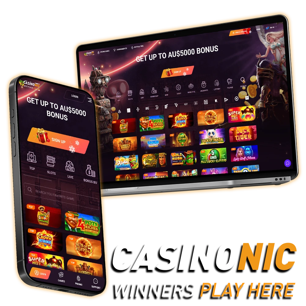 Casinonic offers secure betting and a variety of games and bonuses.