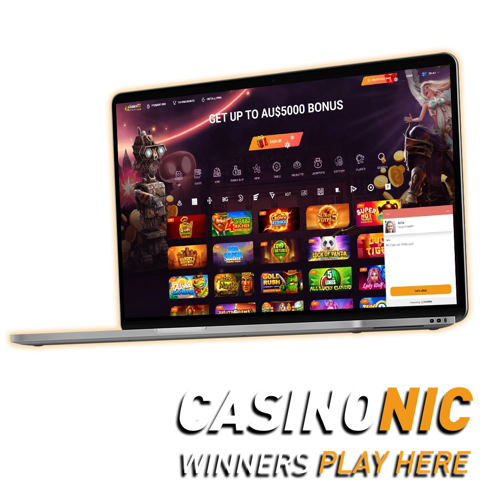 Casinonic offers support via live chat and email for fast assistance.