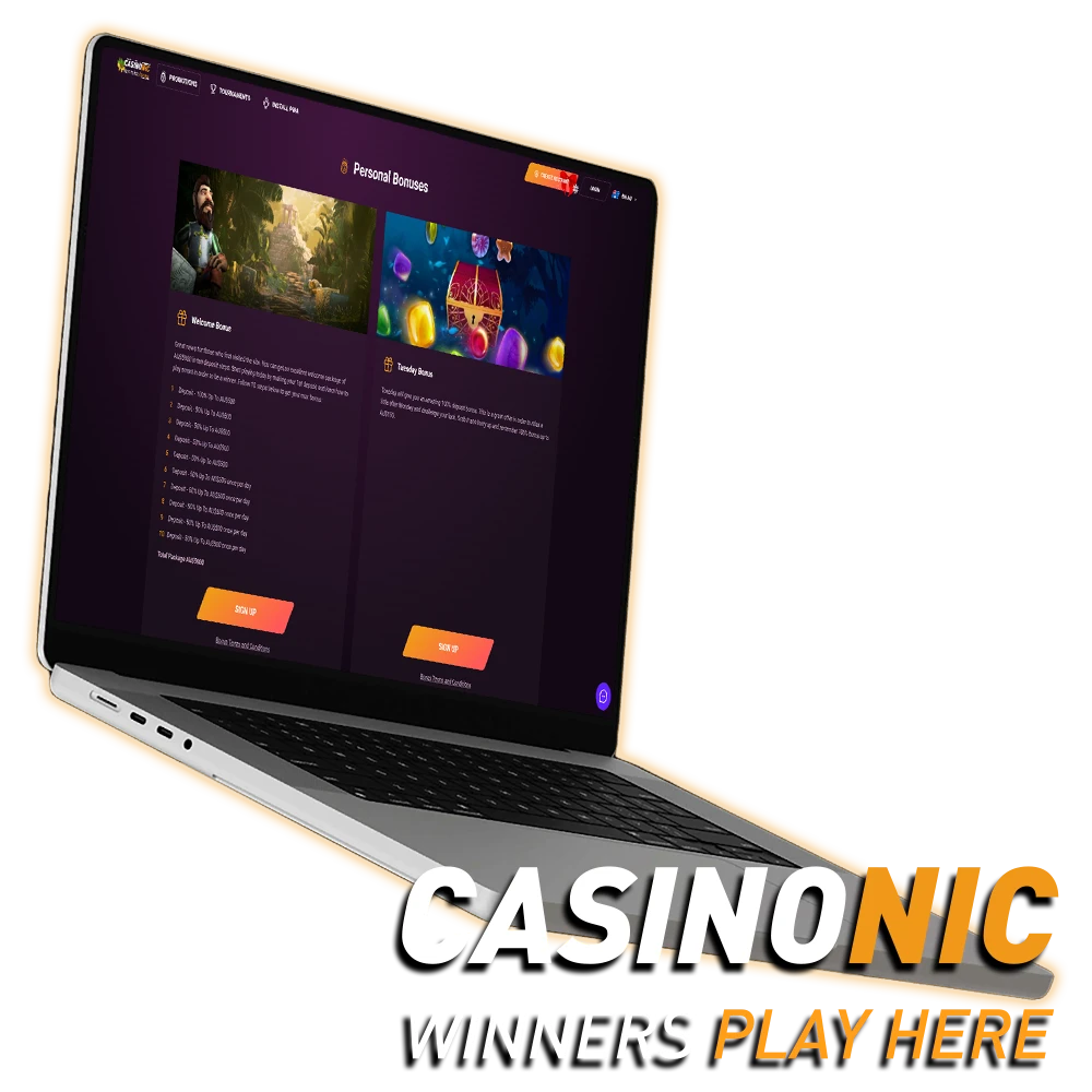 Sign up with Casinonic to receive a great welcome bonus and free spins.