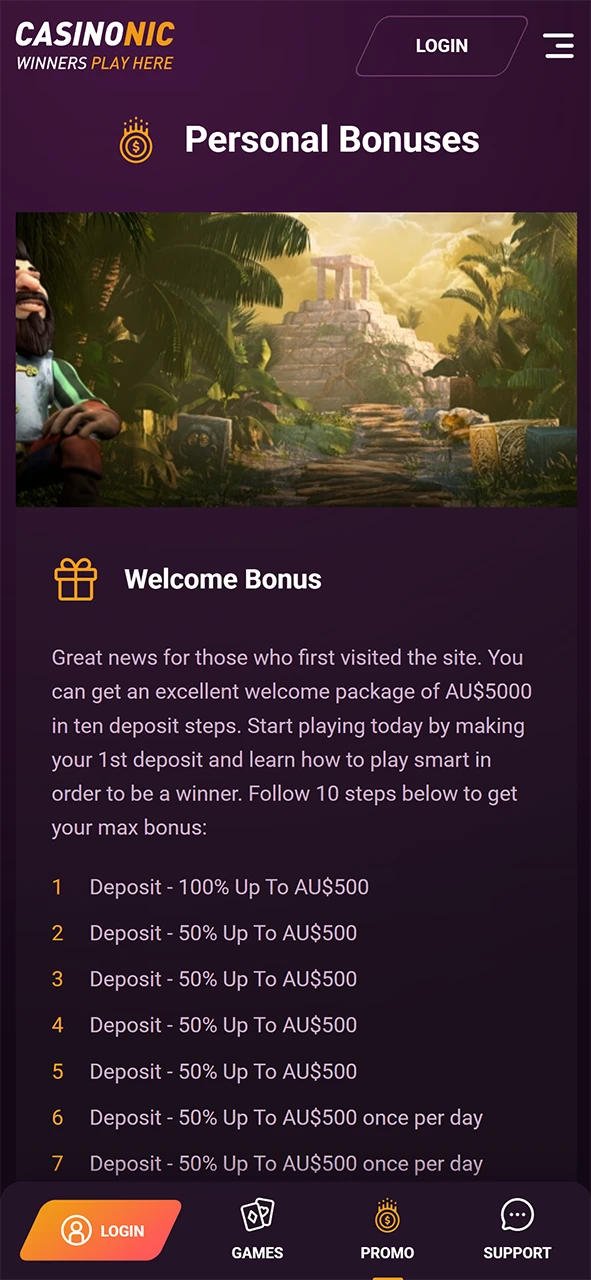 Claim your welcome bonus to start playing at Casinonic casino now.