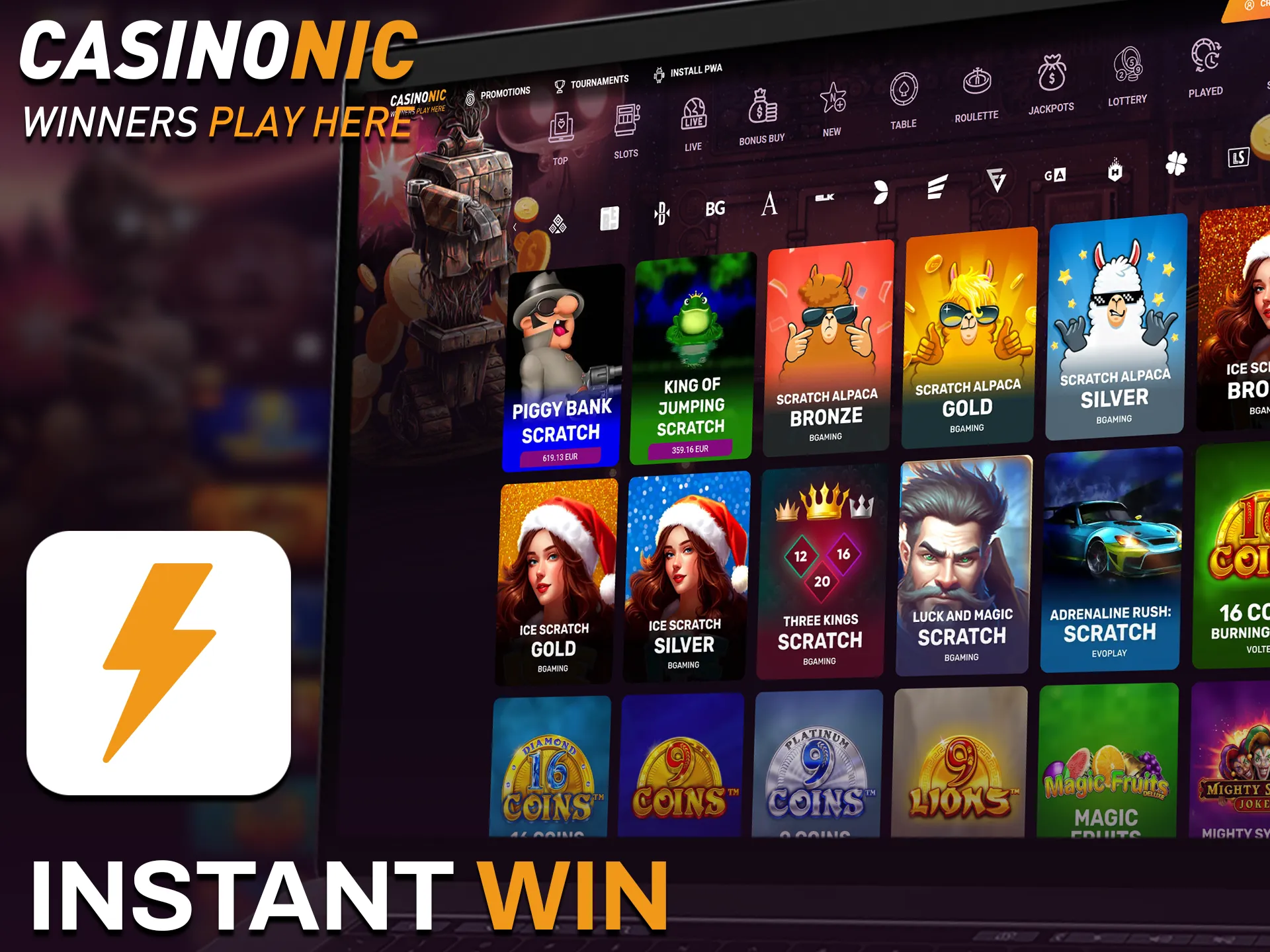 Win instantly with Casinonic casino games designed for quick payouts.