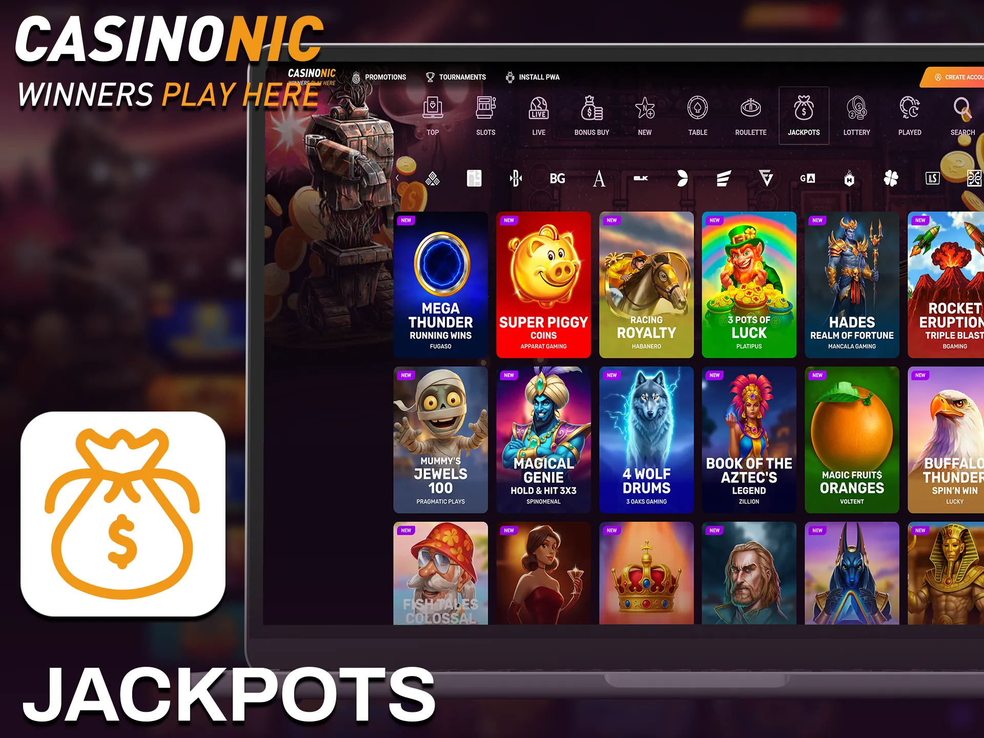 Play Casinonic casino games with massive jackpots and start winning.