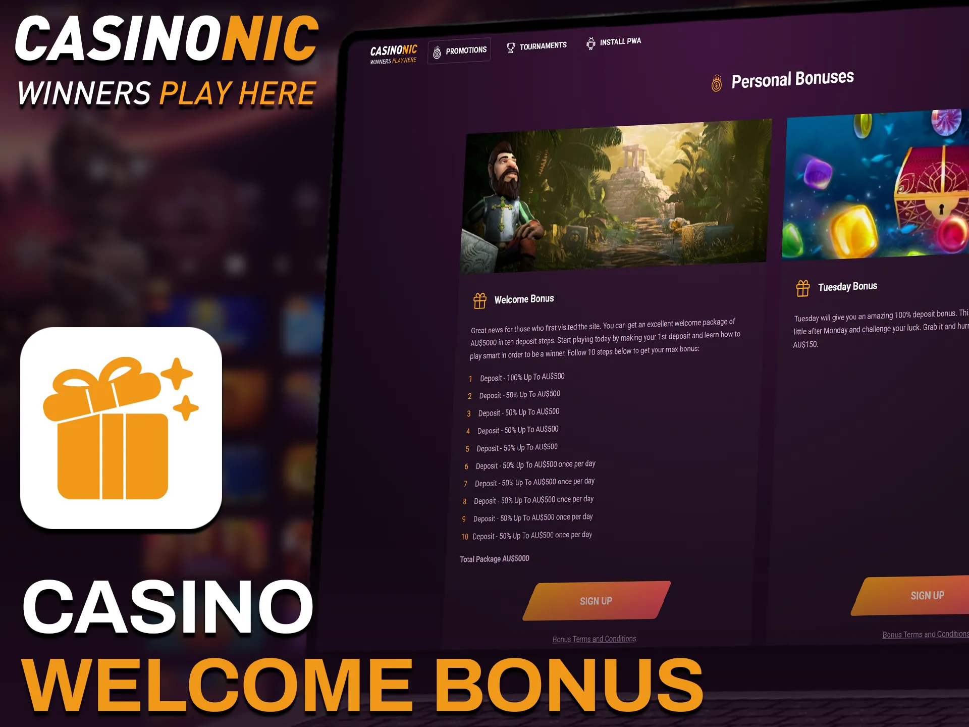 Claim the official Casinonic casino welcome bonus to start playing today.