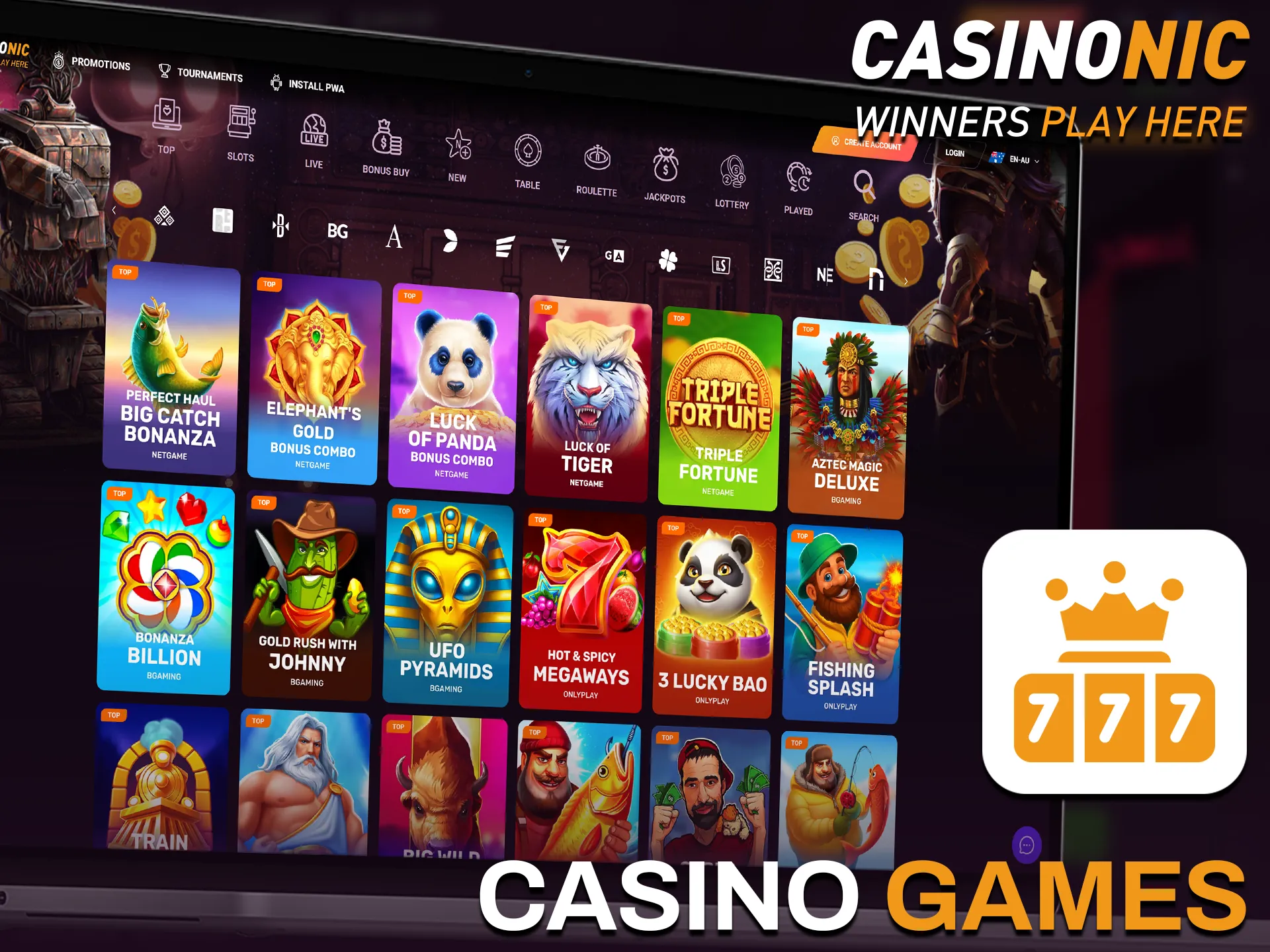 Explore the official Casinonic casino games and start playing for real money.