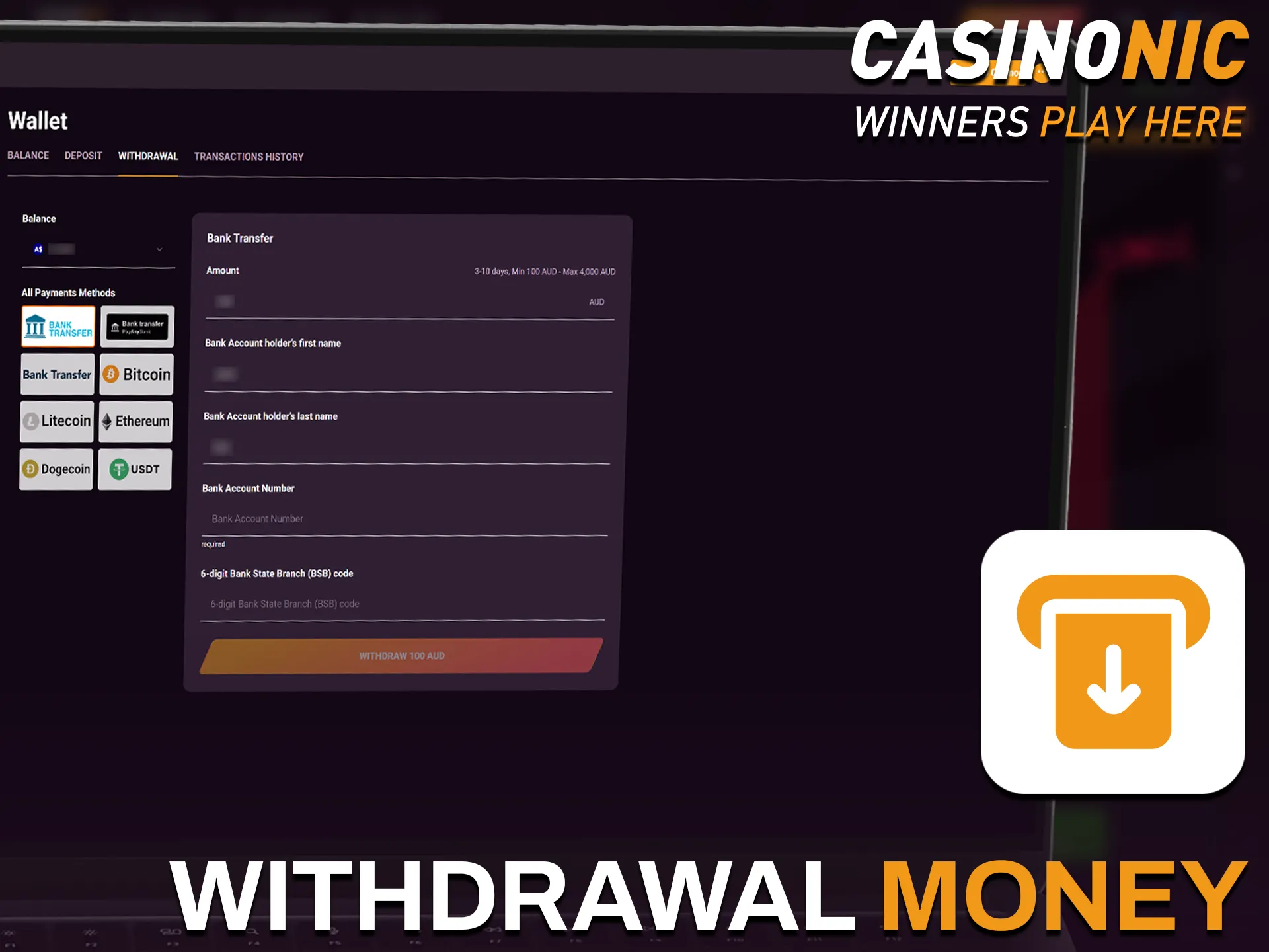 Follow the official guide to withdrawal money at Casinonic and enjoy your Aviator wins.
