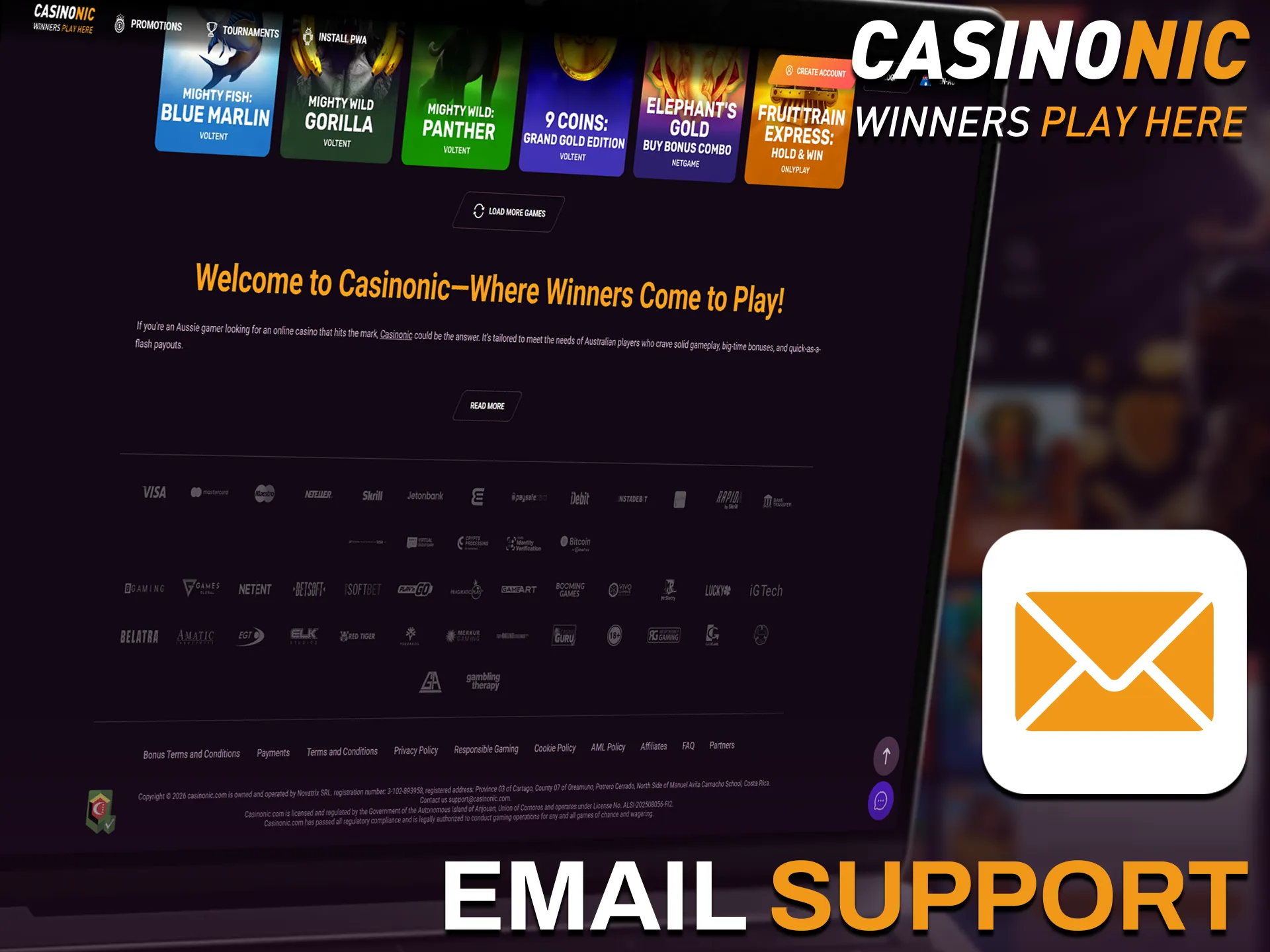 Contact the Casinonic email support team for detailed inquiries and help.