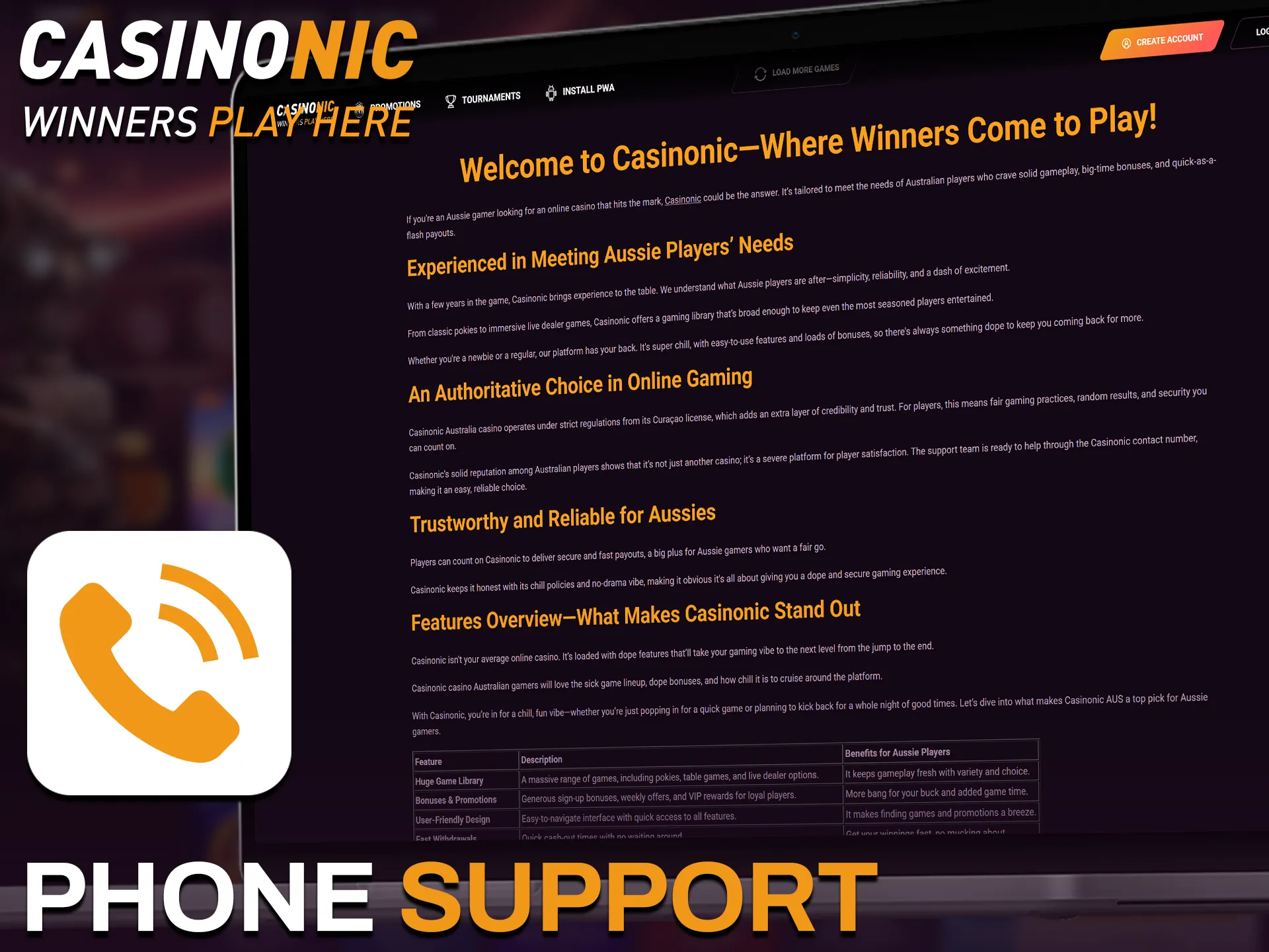 Call the Casinonic phone support line to speak with a representative.