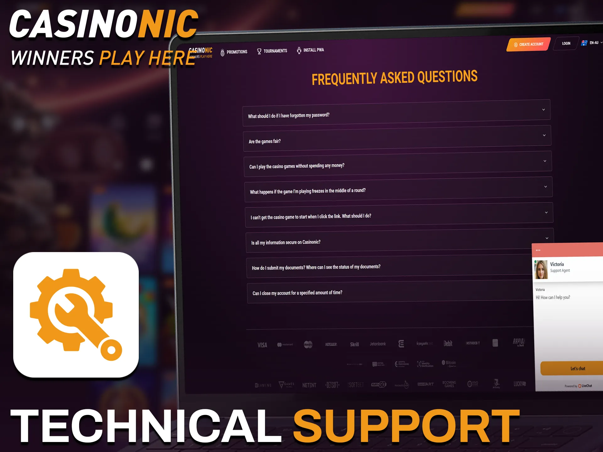 Reach out to Casinonic technical support to resolve any site or app issues.
