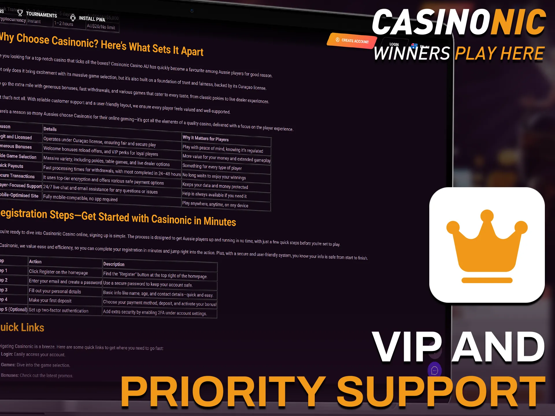 Enjoy exclusive Casinonic VIP and priority support as a loyal player.